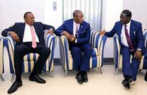 President Uhuru Kenyatta with Raila Odinga in DRC where the two leader had gone to attend the swearing in of President Felix Tshisekedi