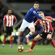 Everton's striker Kevin Mirallas (L) vies with Sunderland's midfielder Sebastian Larsson (R) during the English Premier League football match February 25, 2017