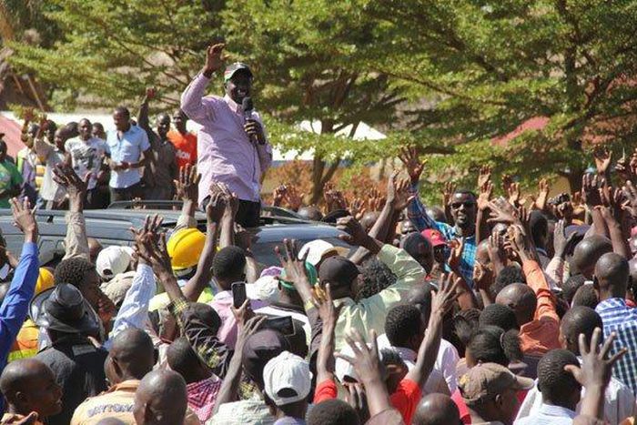 Deputy President William Ruto during a voter registration campaign in Webuye, Bungoma County, on January 23, 2017. He skipped a rally in Bungoma town after youths blocked him from entering the town centre.
