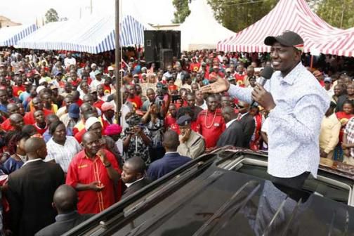 File image of DP Ruto addressing the public after launching a project