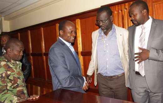 Migori Governor Okoth Obado his co-accused Caspal Obiero and Michael Oyamo