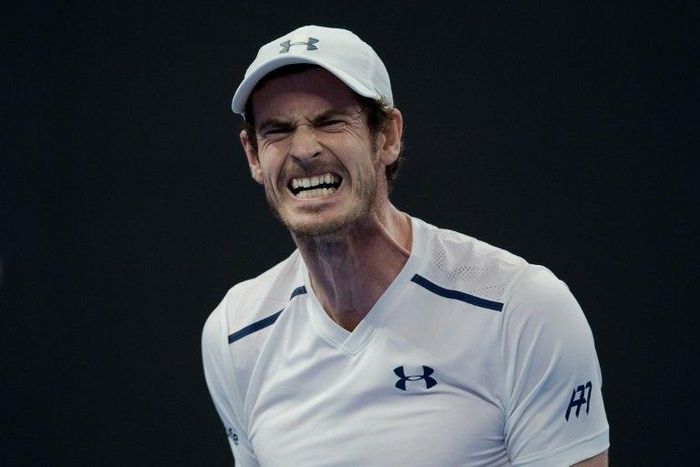 Britain's Andy Murray shows his frustration after losing a point to Andrey Kuznetsov of Russia during the men's single second round match at the China Open in Beijing on October 5, 2016. Murray won 6-2 6-1.