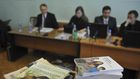 Stacks of booklets distributed by Jehovah's Witnesses in a Russian court.