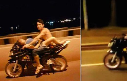Paraguayan couple found having sex on a motorcycle.