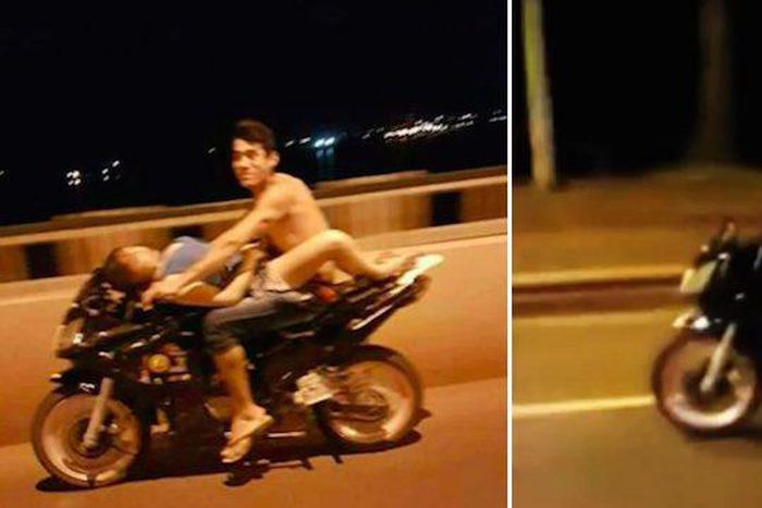 Paraguayan couple found having sex on a motorcycle.