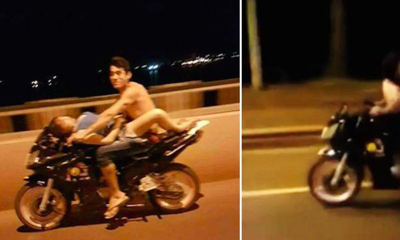 Paraguayan couple found having sex on a motorcycle.