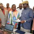 Cord leaders Raila Odinga (right) and Kalonzo Musyoka inspect an IEBC registration centre at Jomo Kenyatta Sports Grounds in Kisumu.