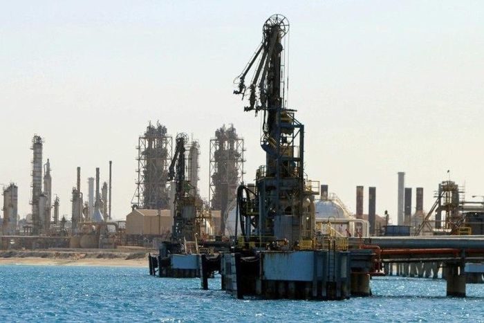 A general view shows an oil facility in the northern Libyan town of al-Buraqah