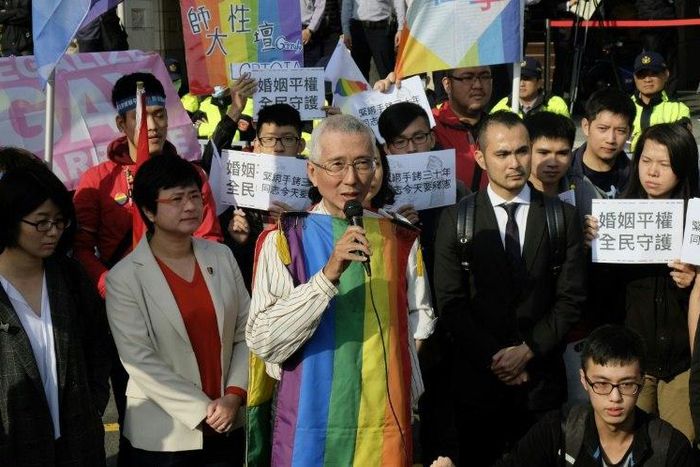 Veteran gay rights activist Chi Chia-wei declared himself "cautiously optimistic" as the constitutional court began hearing a landmark case that could make Taiwan the first place in Asia to allow same-sex marriage