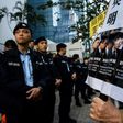 Seven Hong Kong police officers are jailed for two years after being found guilty of assualt on a pro-democracy demonstrator in 2014