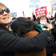 Anti-government activists celebrate the dismissal of South Korean President Park Geun-Hye, March 10, 2017