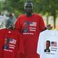 A vendor in Kisumu, Kenya, sells tee-shirts bearing the photo of then US senator Barack Obama