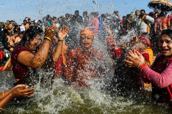 Devotees believe bathing at the confluence of the rivers during the Kumbh helps cleanse sins and brings salvation