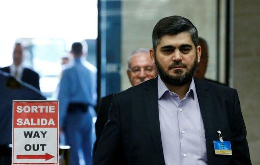"Hitting one airbase is not enough, there are 26 airbases that target civilians," a key figure in the Syrian Army of Islam faction, Mohamed Alloush (pictured in April 2016), said on his Twitter account
