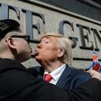 Impersonators of North Korean leader Kim Jong-Un and US President Donald Trump pose outside the US consulate in Hong Kong on January 25, 2017