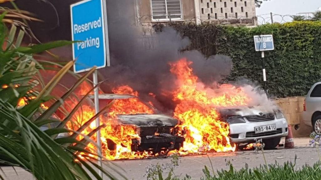 Vehicles that were set on fire during the DusitD2 attack