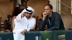 Paris Saint-Germain's Qatari president Nasser Al-Khelaifi with club coach Thomas Tuchel