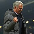 Jose Mourinho celebrates Manchester United's victory against Celta Vigo in the Europa League semi-final at Old Trafford on May 11, 2017
