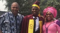 Yeni Kuti with Femi Kuti as son graduates from the University of Lagos