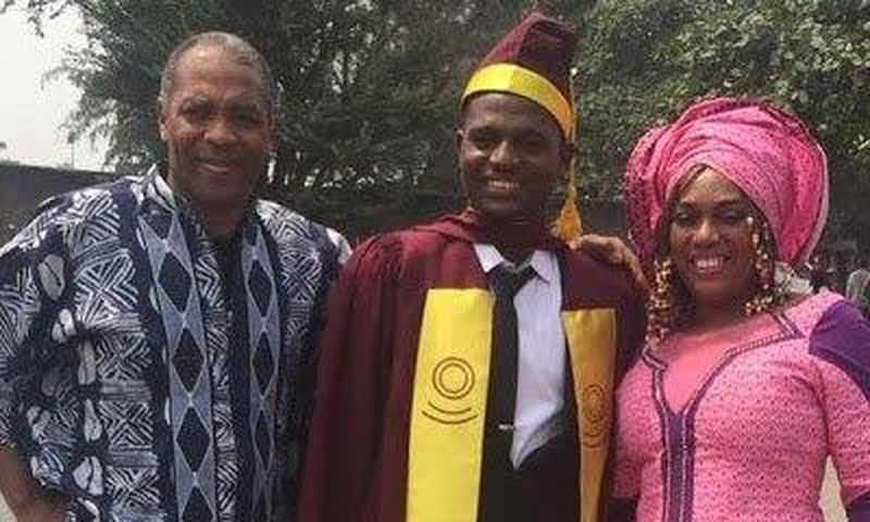Yeni Kuti with Femi Kuti as son graduates from the University of Lagos