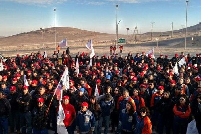 Workers of the Escondida copper mine started an indefinite strike in Antofagasta, Chile, on February 9, 2017