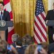 US President Donald Trump and Canadian Prime Minister Justin Trudeau hold a joint press conference in the East Room of the White House in Washington, DC, February 13, 2017