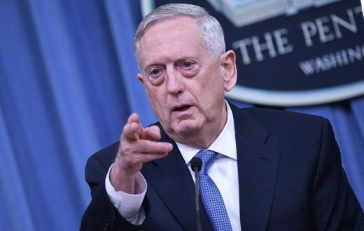 US Secretary of Defense James Mattis takes questions during a briefing at the Pentagon in Washington, DC on April 11, 2017