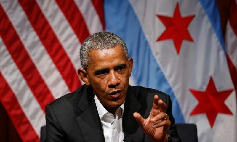 Former US President Barack Obama speaks with young people about community organizing in his first public appearance since leaving the White House