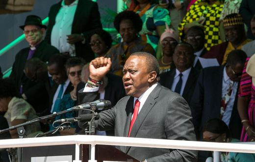 President Uhuru Kenyatta during his address at the 39th Independence Day celebrations in Namibia