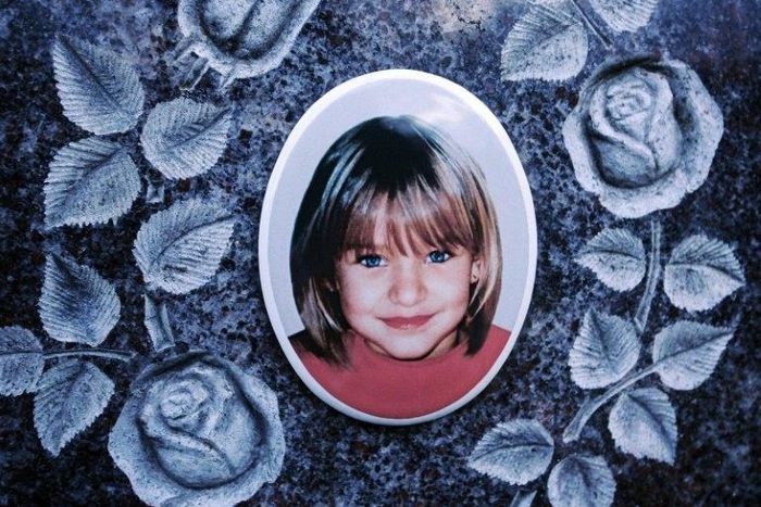 The portrait of murder victim Peggy Knobloch is seen on a memorial stone at the cemetery in Nordhalben near Kronach, southern Germany