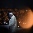 Pope Francis speaks during the Blessing for the Candles from the Chapel of the Apparitions, in Fatima on May 12, 2017