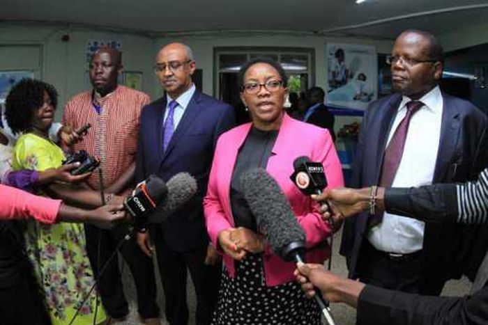Health CS Sicily Kariuki during a past media briefing