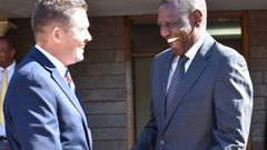 DP William Ruto with US Ambassador Kyle McCarter at the DP's Karen office (Twitter)