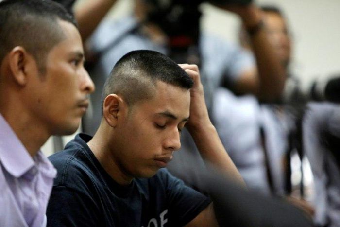 Juan Rocha (C), a pastor who carried out an exorcism in remote Nicaragua that resulted in the death of a 25-year-old mother of two, has been found guilty of murder