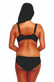 The bra band should sit horizontally on your back and not ride up (curvykate)