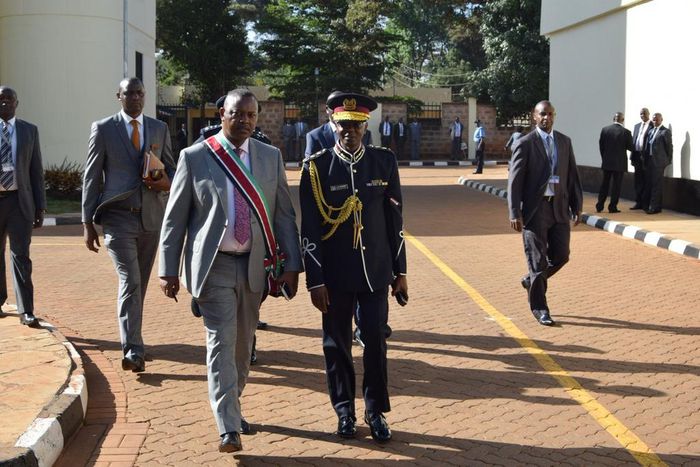 DCI boss George Kinoti with IG Joseph Boinnet at the DCI headquarters (Twitter)