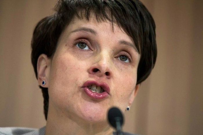Leader of the German right wing party AFD (Alternative for Germany) Frauke Petry speaks during a press conference to launch the party's election manifesto in Berlin on March 9, 2017