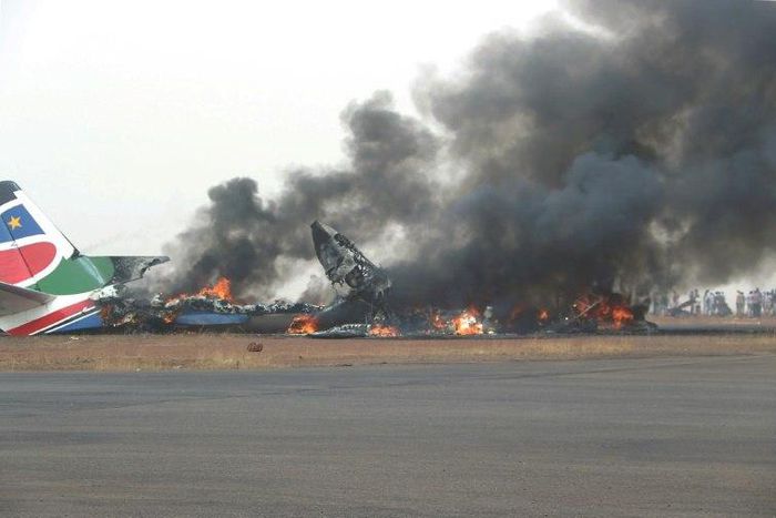 A fireball consumed the South Supreme Airlines plane soon after it crash landed in northwestern South Sudan on Monday