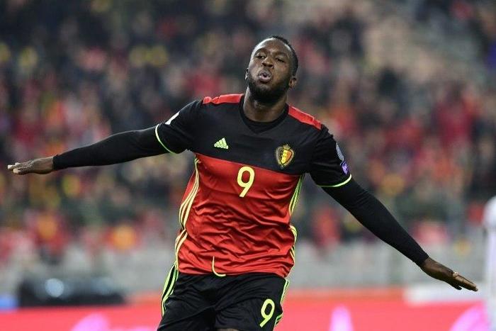 Belgium's Romelu Lukaku celebrates after scoring a goal on November 13, 2016