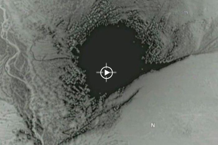 A video grab from April 13, 2017 footage courtesy of the Department of Defense shows a GBU-43/B Massive Ordnance Air Blast bomb striking an IS cave and tunnel systems in the Achin district of Afghanistan's Nangarhar province