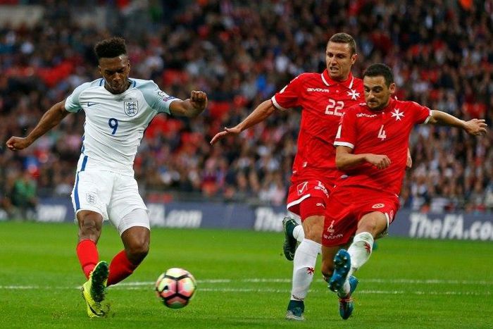 Daniel Sturridge (left) scored England's opening goal against Malta