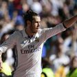 Real Madrid forward Gareth Bale celebrates after scoring at the Santiago Bernabeu stadium