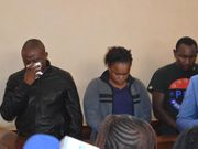 Joseph Kori wiping tears while during a past court appearance with Judy Wangui and Micheal Mathenge