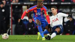 Wilfried Zaha (L, pictured in January 2018), could receive an extended ban after the Football Association charged him with improper conduct