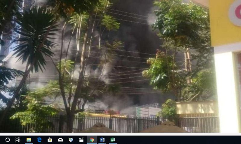 Promenade building located in Westlands along General Mathenge drive is on fire