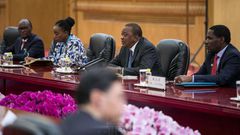 President Uhuru Kenyatta during talks with China's President Xi Jinping (PSCU)