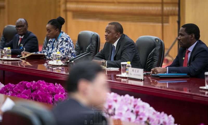 President Uhuru Kenyatta during talks with China's President Xi Jinping (PSCU)