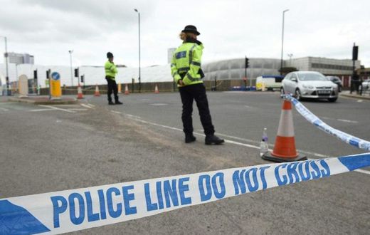 A police cordon surrounds Manchester Arena following a deadly terror attack