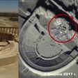 Screenshot from drone footage released on February 13, 2017 by the Russian Ministry of Defence purports to show part of a Roman amphitheatre in Palmyra on June 6, 2016 (left) and then from an aerial viewpoint on February 5, 2017, showing destruction