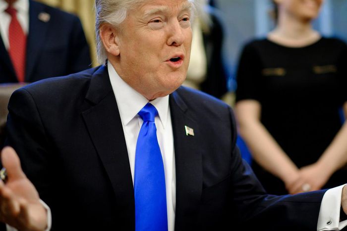 President Donald Trump in the Oval Office on Saturday.